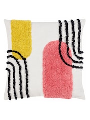 heya home Citrus Yellow Elmer Art Deco Cotton Tufted 100% Cotton Cushion - Image 2 of 6