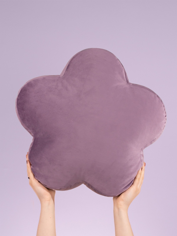 heya home Lilac Flower Velvet Cushion - Image 1 of 6