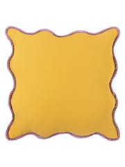 heya home Yellow Purple Wiggle Contrast Velvet Piped Edge Cushion - Image 3 of 6