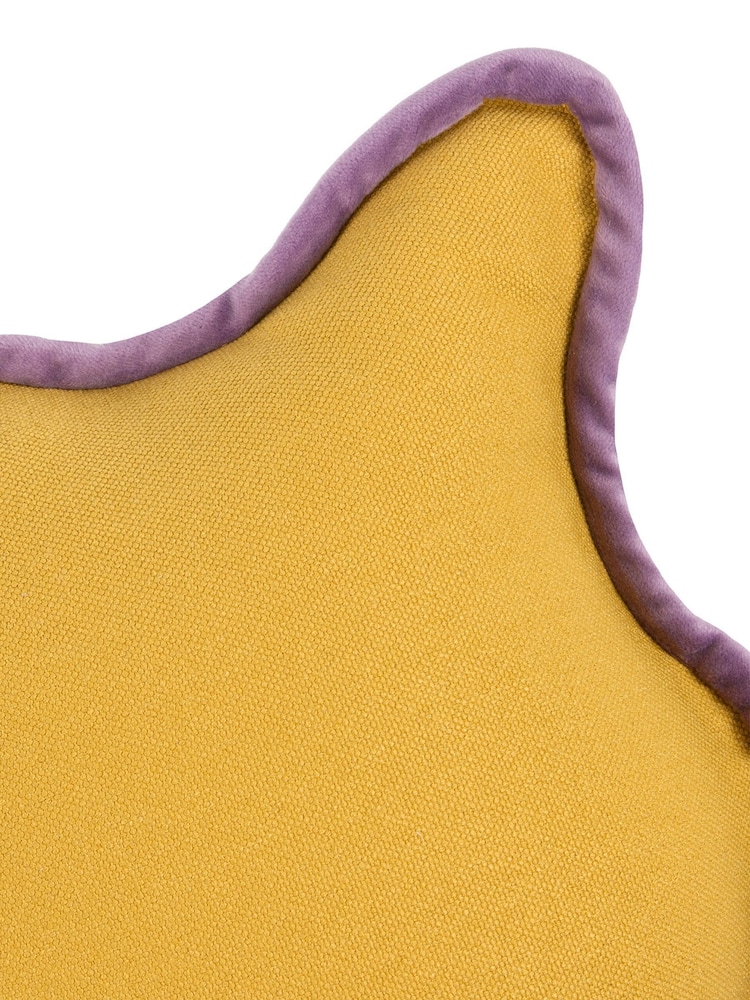 Coussin Heya Home violet à bords froncés en velours contrastant - Image 5 de 5 Coussin Heya Home violet à bords froncés en velours contrastant - Image 5 de 5