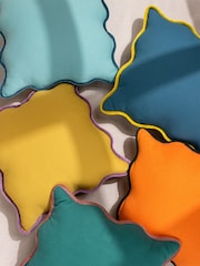 heya home Orange Wiggle Contrast Velvet Piped Edge Cushion - Image 3 of 7