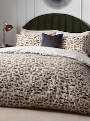 HÖEM Toffee Brown City Geometric Cotton Rich Reversible Duvet Cover and Pillowcase Set - Image 1 of 4