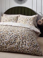 HÖEM Toffee Brown City Geometric Cotton Rich Reversible Duvet Cover and Pillowcase Set - Image 2 of 4
