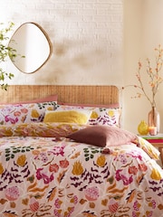 furn. Pink Protea Mediterranean Floral Reversible Duvet Cover and Pillowcase Set - Image 1 of 4