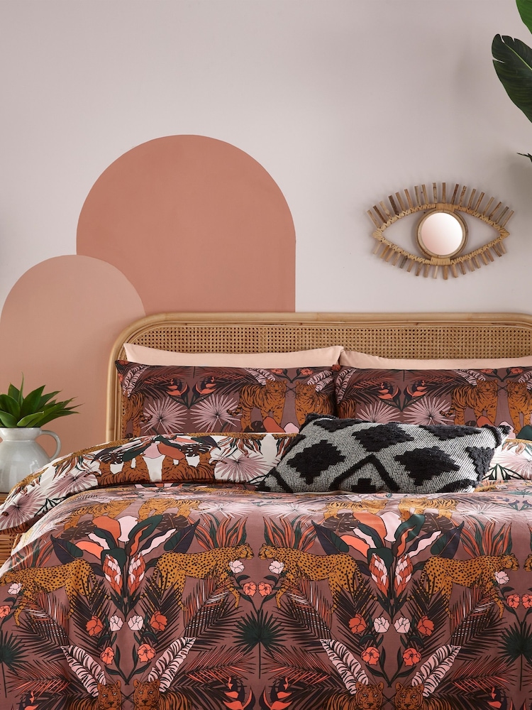 furn. Purple Kaihalulu Abstract Jungle Reversible Duvet Cover and Pillowcase Set - Image 1 of 4