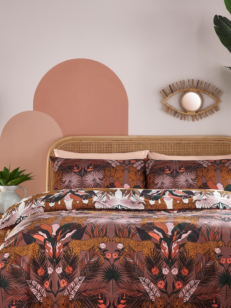 furn. Purple Kaihalulu Abstract Jungle Reversible Duvet Cover and Pillowcase Set - Image 2 of 4