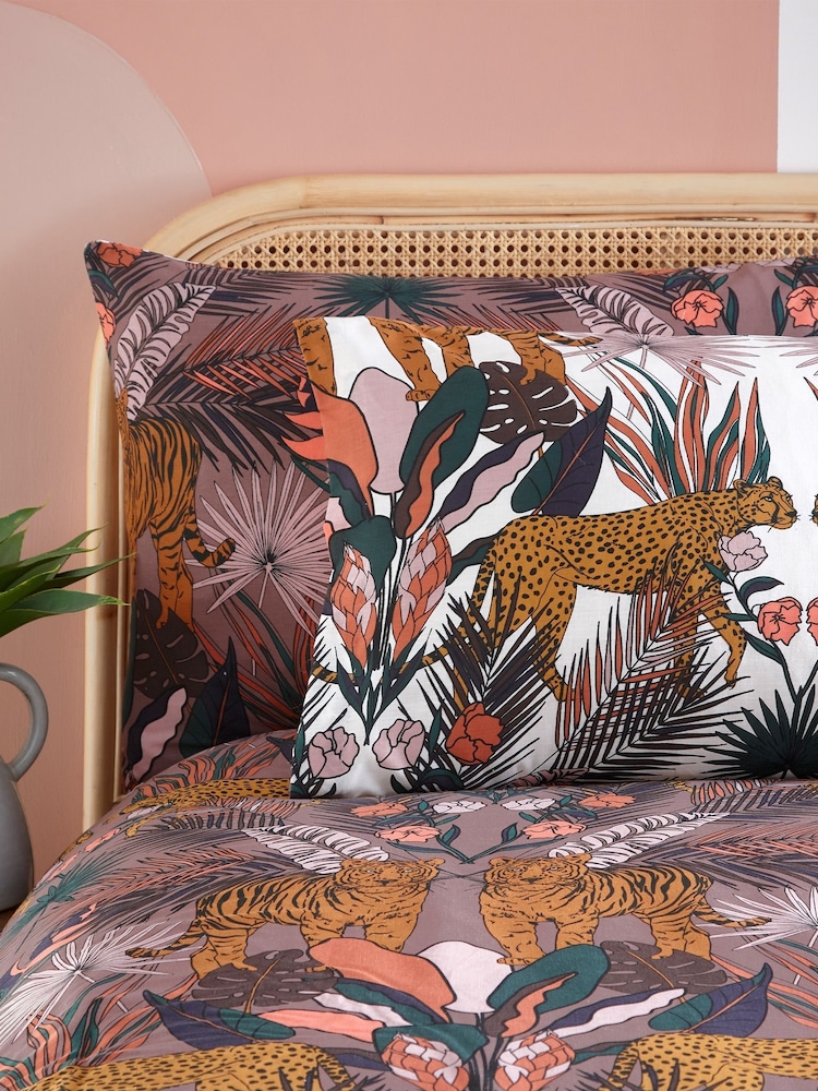 furn. Purple Kaihalulu Abstract Jungle Reversible Duvet Cover and Pillowcase Set - Image 4 of 4