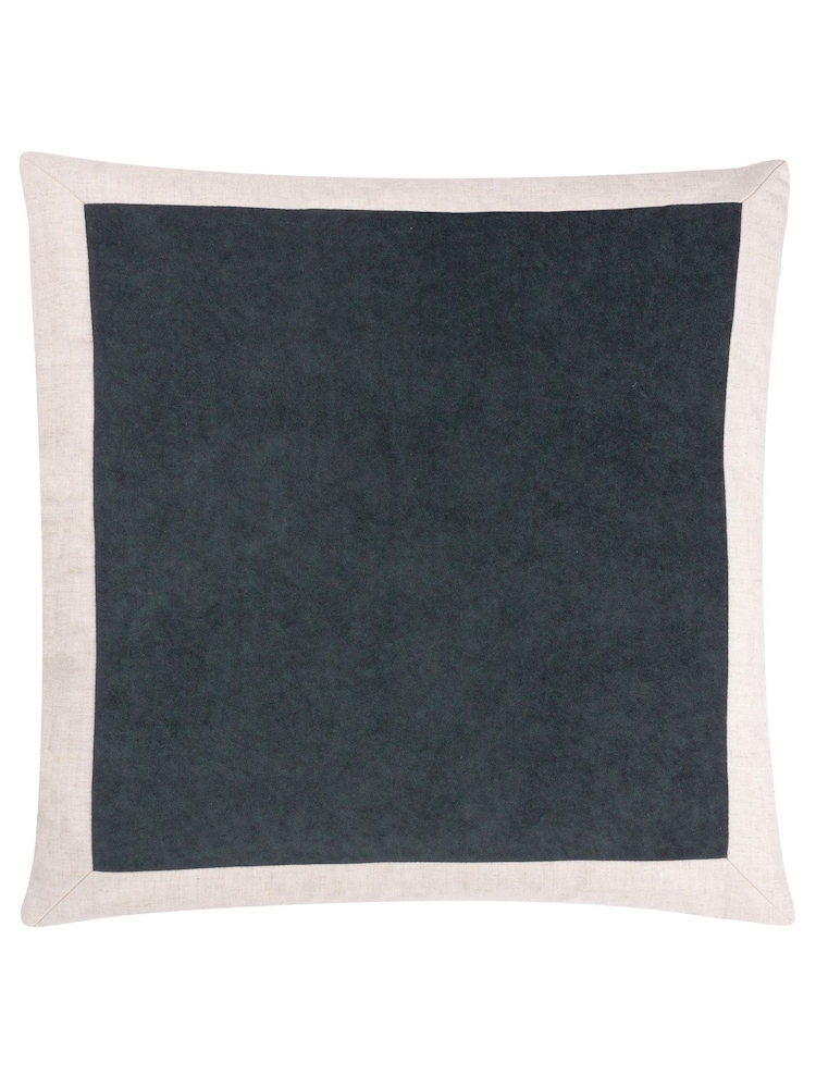 Yard Flint Grey Auden Linen Look Velvet Square Cushion - Image 1 of 6