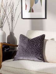 HÖEM Stargazer Grey Malans Geometric Cut Velvet Piped Cushion - Image 1 of 7