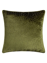 HÖEM Olive Green Malans Geometric Cut Velvet Piped Cushion - Image 3 of 7