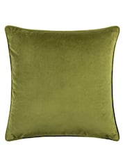 HÖEM Olive Green Malans Geometric Cut Velvet Piped Cushion - Image 4 of 7