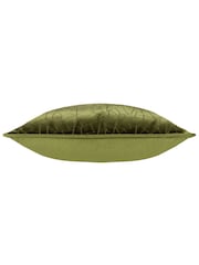 HÖEM Olive Green Malans Geometric Cut Velvet Piped Cushion - Image 5 of 7