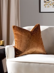 HÖEM Bronze Malans Geometric Cut Velvet Piped Cushion - Image 1 of 7
