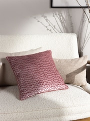HÖEM Plaster Pink 45 x 45cm Lanzo Cut Velvet Spot Cushion - Image 2 of 7