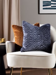 HÖEM Dusk Blue 45 x 45cm Lanzo Cut Velvet Spot Cushion - Image 2 of 7