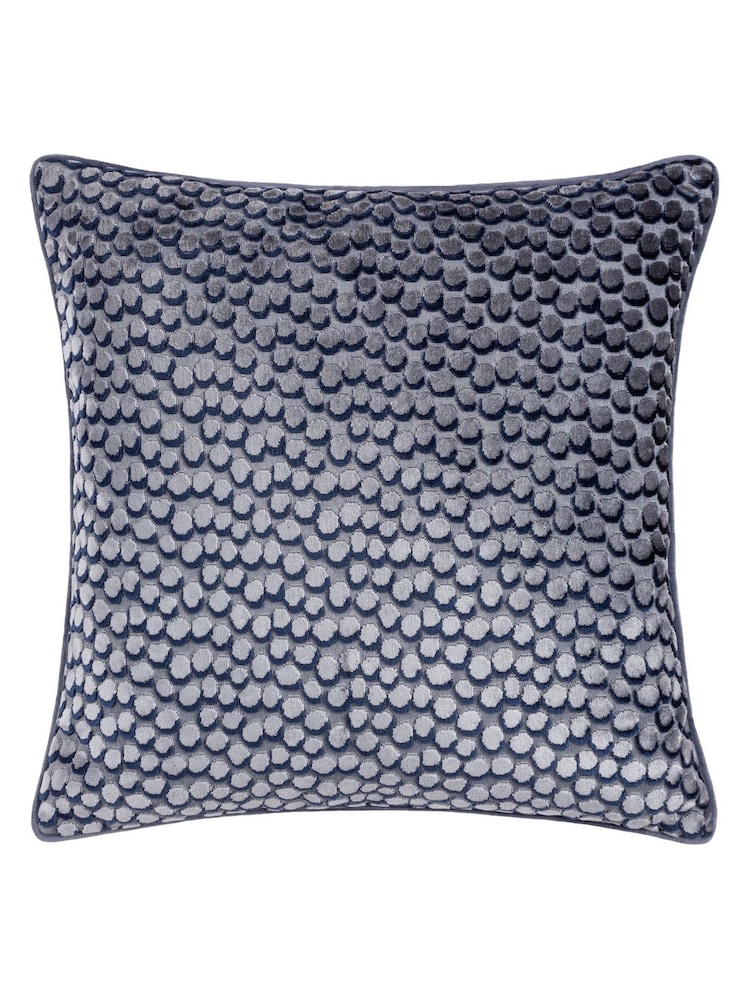 HÖEM Dusk Blue 45 x 45cm Lanzo Cut Velvet Spot Cushion - Image 3 of 7