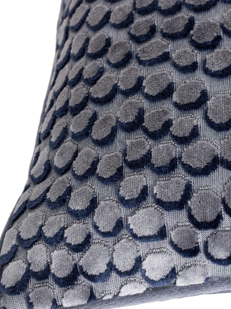 HÖEM Dusk Blue 45 x 45cm Lanzo Cut Velvet Spot Cushion - Image 6 of 7