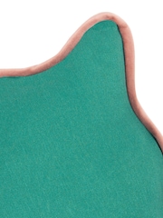 heya home Green Pink Wiggle Contrast Velvet Piped Edge Cushion - Image 3 of 6