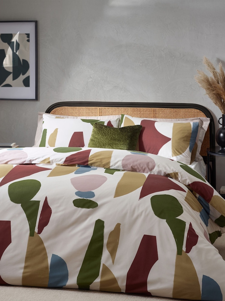 HÖEM Multicolour Dusk Blue Meta Art Deco Cotton Rich Duvet Cover and Pillowcase Set - Image 1 of 4