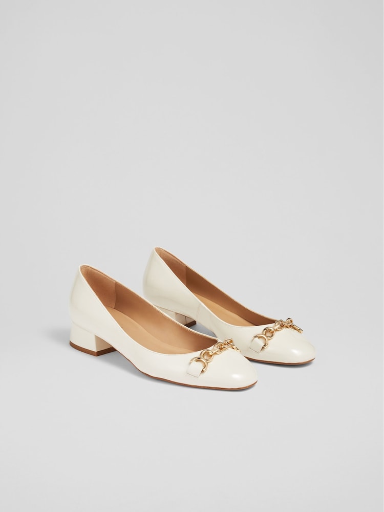 LK Bennett White Blakely Patent Snaffle Pumps - Image 2 of 4
