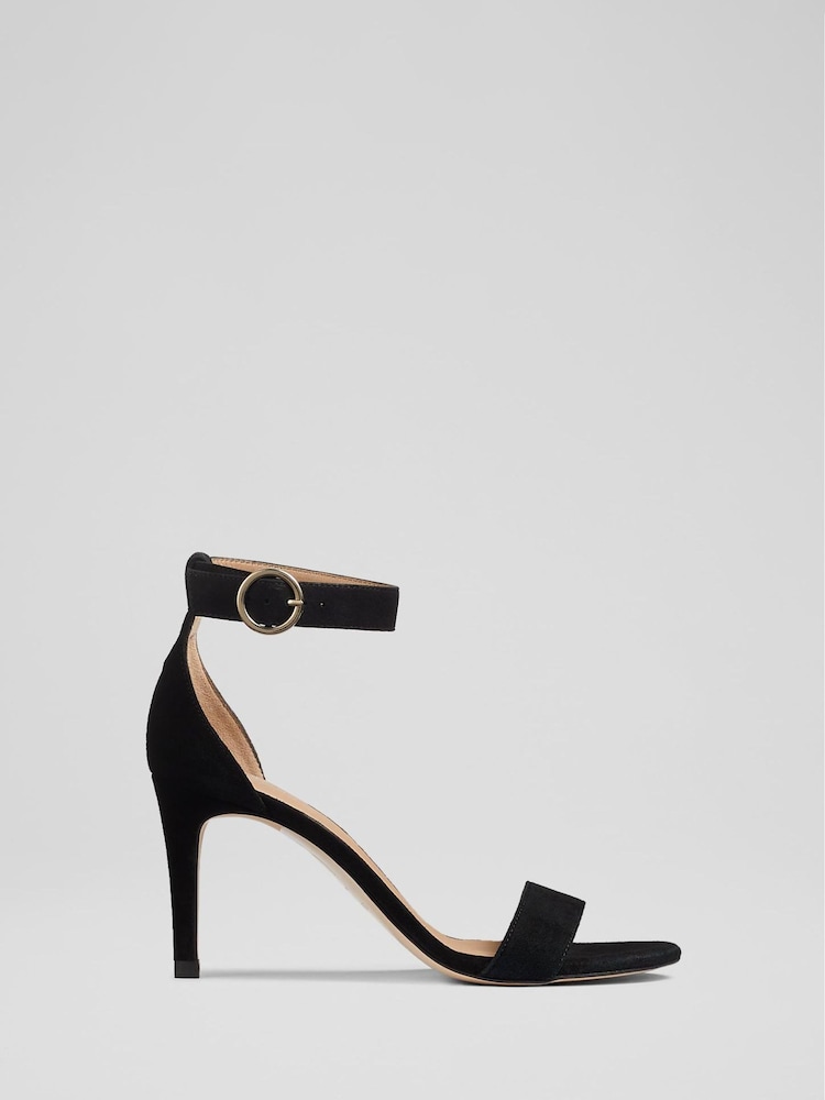 LK Bennett Black Suede Ivy Single Strap Sandals - Image 1 of 4