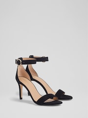 LK Bennett Black Suede Ivy Single Strap Sandals - Image 2 of 4