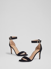 LK Bennett Black Suede Ivy Single Strap Sandals - Image 3 of 4