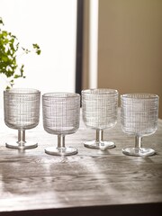 Set of 4 Clear Bronx Linear Wine Glasses - Image 1 of 6