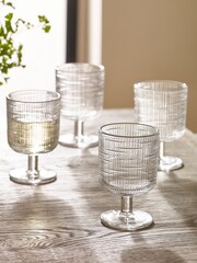 Set of 4 Clear Bronx Linear Wine Glasses - Image 3 of 6