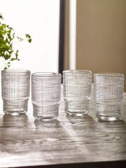 Set of 4 Clear Bronx Linear Tumbler Glasses - Image 1 of 4