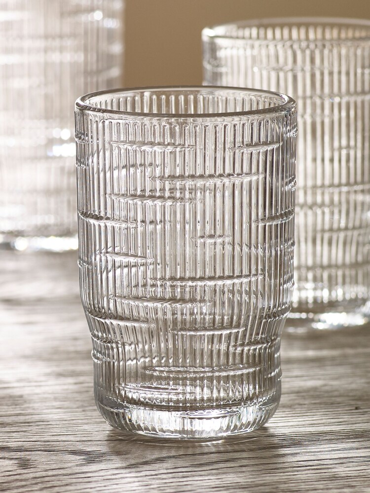 Set of 4 Clear Bronx Linear Tumbler Glasses - Image 2 of 4