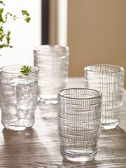 Set of 4 Clear Bronx Linear Tumbler Glasses - Image 3 of 4