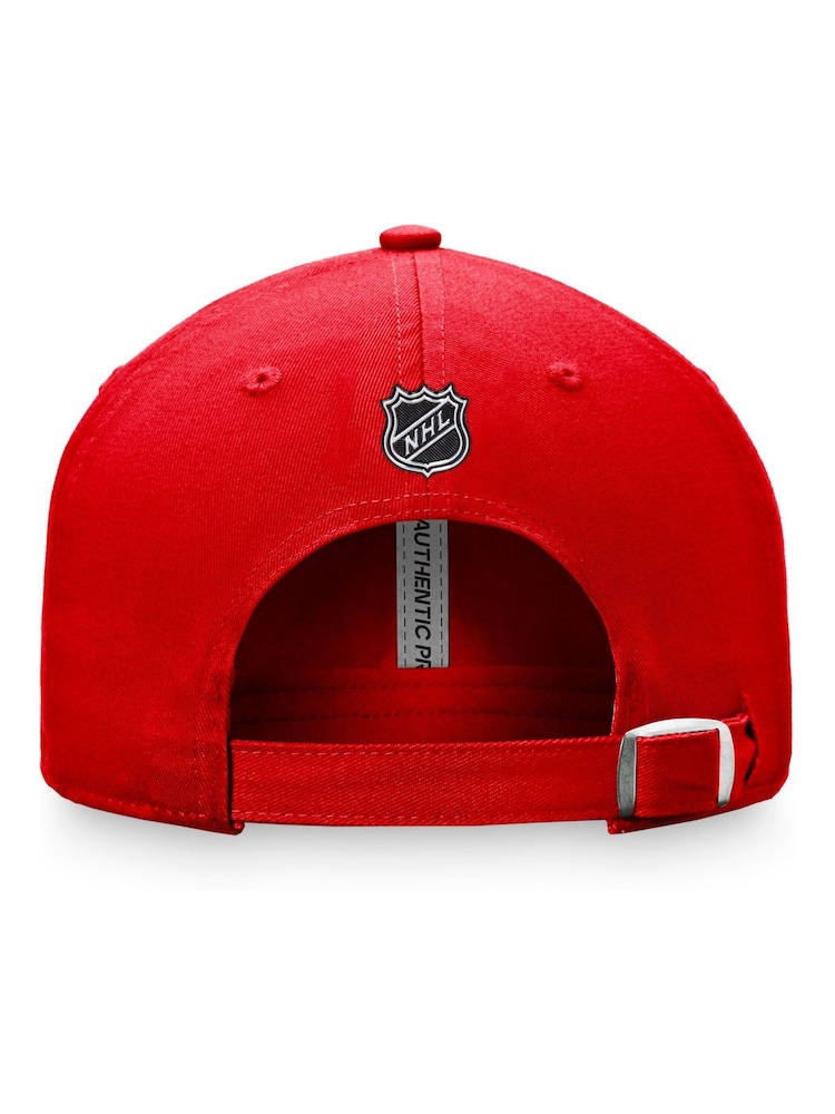 Fanatics Detroit Red 100% Cotton Wings Branded Authentic Pro Game And Train Grey Unstructured Adjustable Blue Cap - Image 4 of 4
