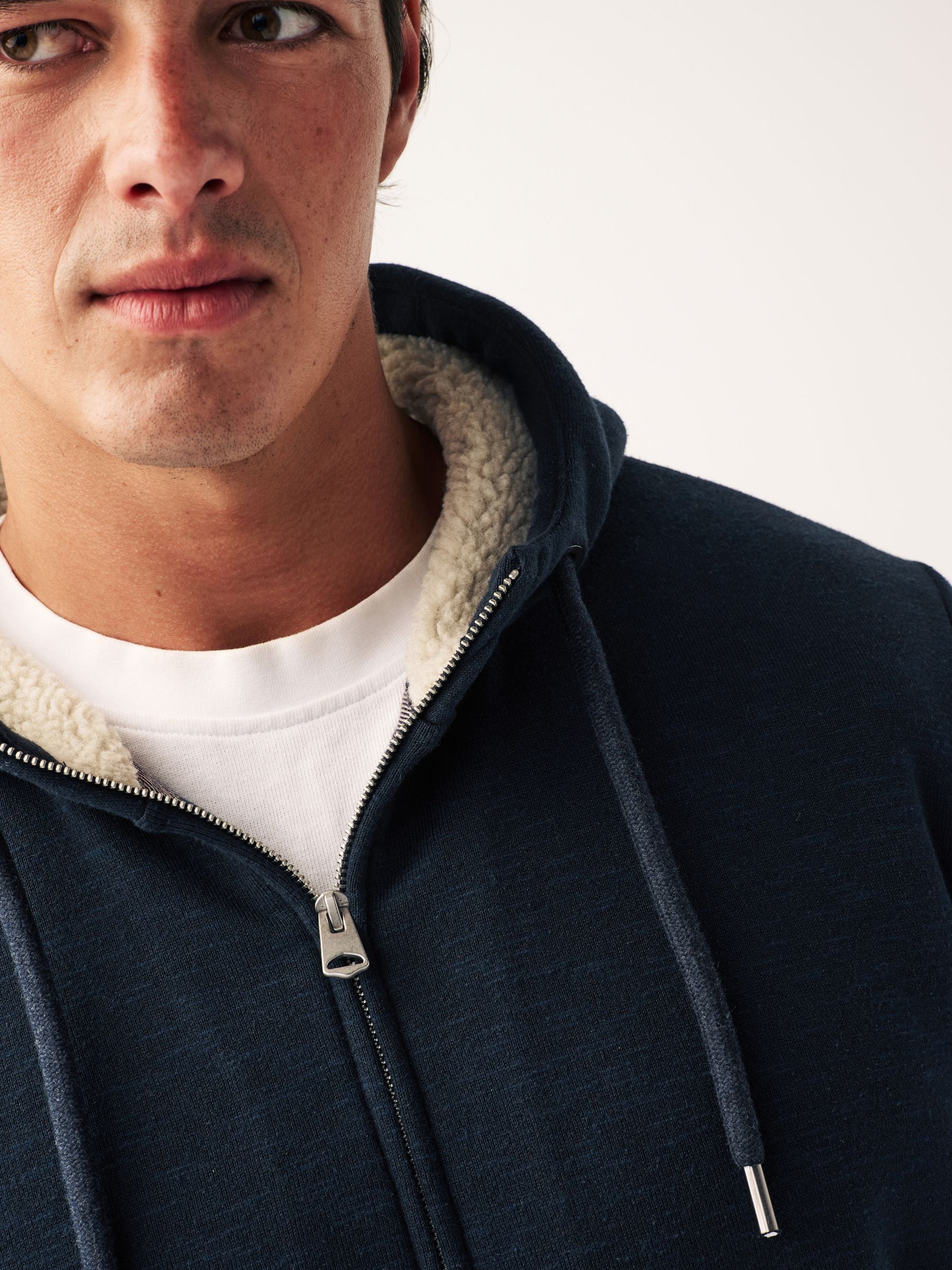Buy Navy Blue Borg Fleece Zip Through Hoodie from Next Luxembourg