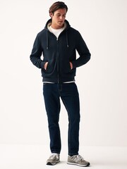 Navy Blue Borg Fleece Zip Through Hoodie - Image 4 of 10