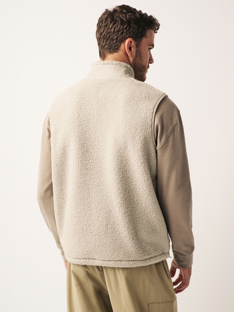 Blanc écru - Veste zippée en polaire en peau de mouton - Image 3 of 9