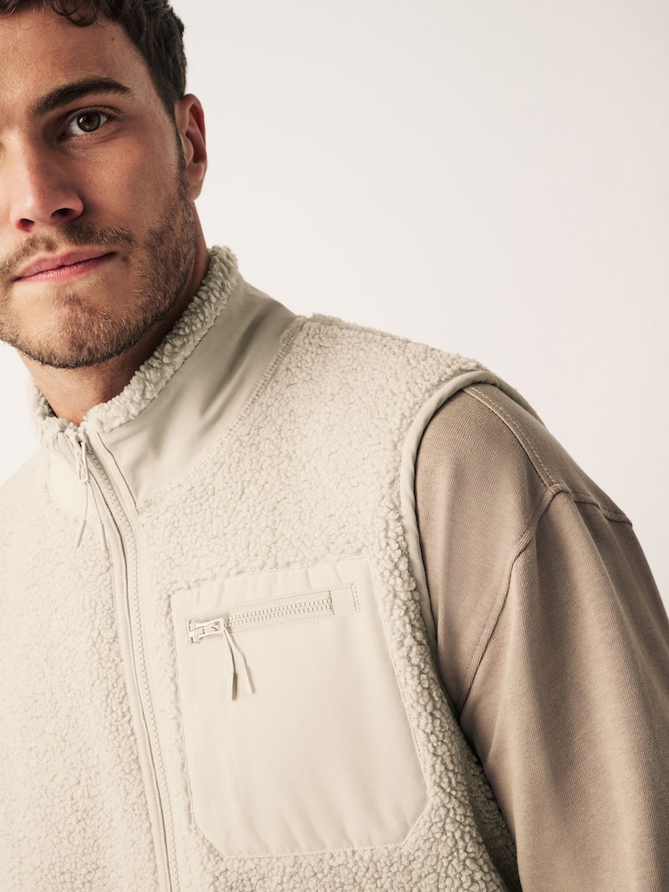 Blanc écru - Veste zippée en polaire en peau de mouton - Image 5 of 9