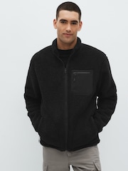Black Borg Fleece Zip Through Jacket - Image 1 of 7