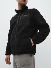 Black Borg Fleece Zip Through Jacket - Image 4 of 7