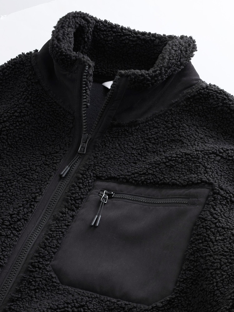 Black Borg Fleece Zip Through Jacket - Image 7 of 7
