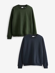 Navy Blue/Khaki Green Crew Sweatshirts 2 Pack - Image 1 of 10