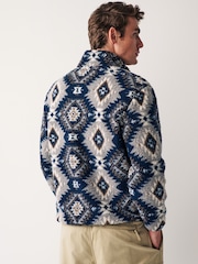 Grey/Navy Borg Fleece Funnel Quarter Zip Neck - Image 3 of 8