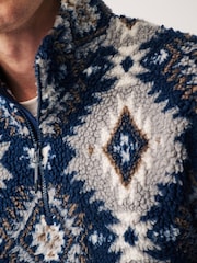 Grey/Navy Borg Fleece Funnel Quarter Zip Neck - Image 5 of 8