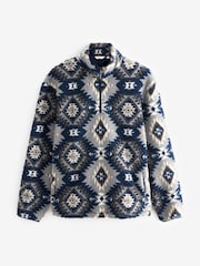 Grey/Navy Borg Fleece Funnel Quarter Zip Neck - Image 6 of 8