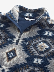 Grey/Navy Borg Fleece Funnel Quarter Zip Neck - Image 7 of 8