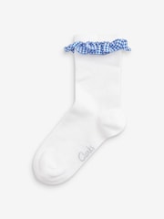 Clarks White/Blue Girls Ankle School Socks 2 Pack - Image 1 of 2