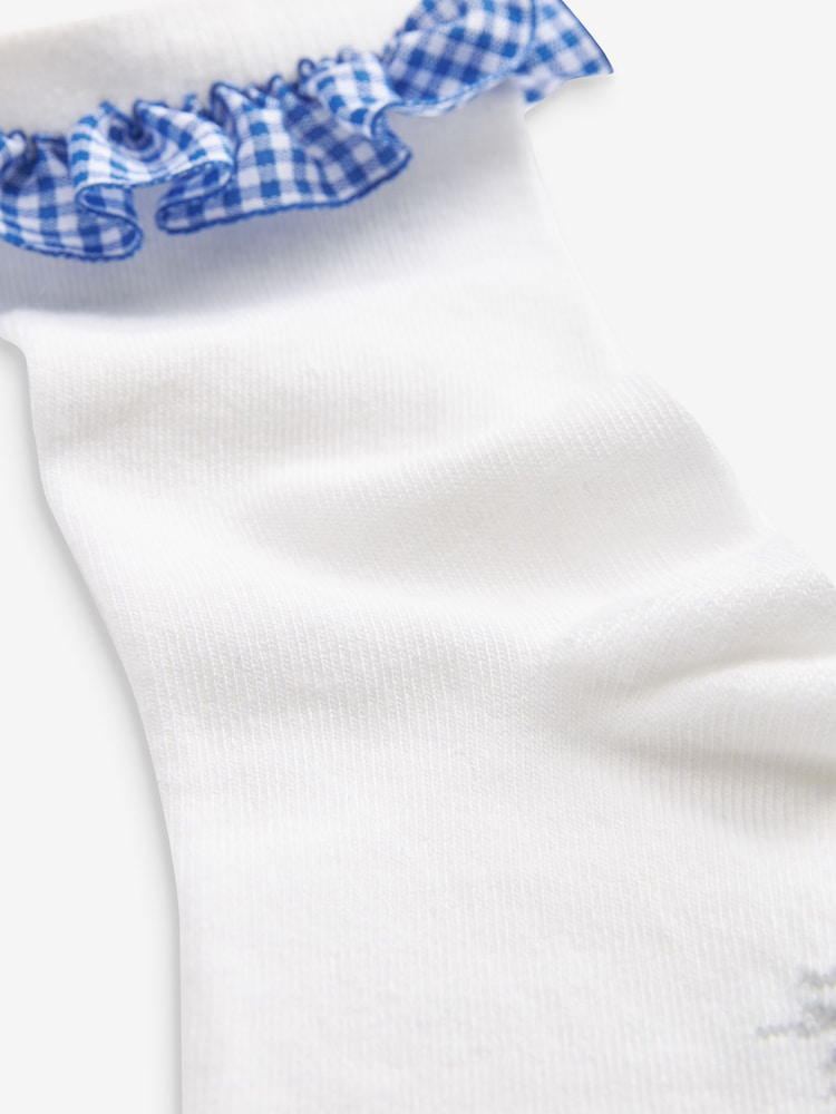 Clarks White/Blue Girls Ankle School Socks 2 Pack - Image 2 of 2