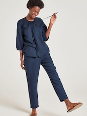 Thought Blue Gale Organic Cotton Barrel Leg Trousers - Image 1 of 1