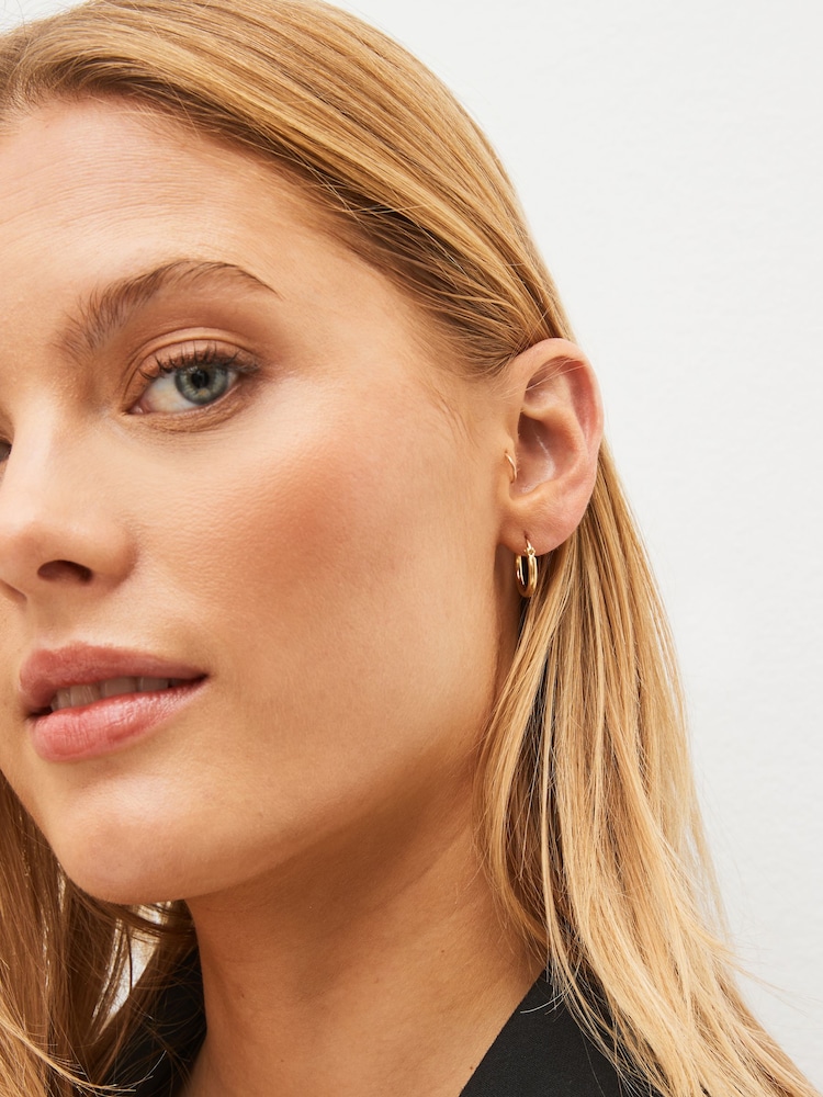 Gold Plated Sterling Silver Mini Hoop Earrings - Image 2 of 3