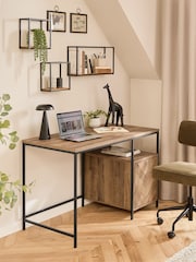 Dark Natural Bronx Oak Effect Storage Desk - Image 1 of 9
